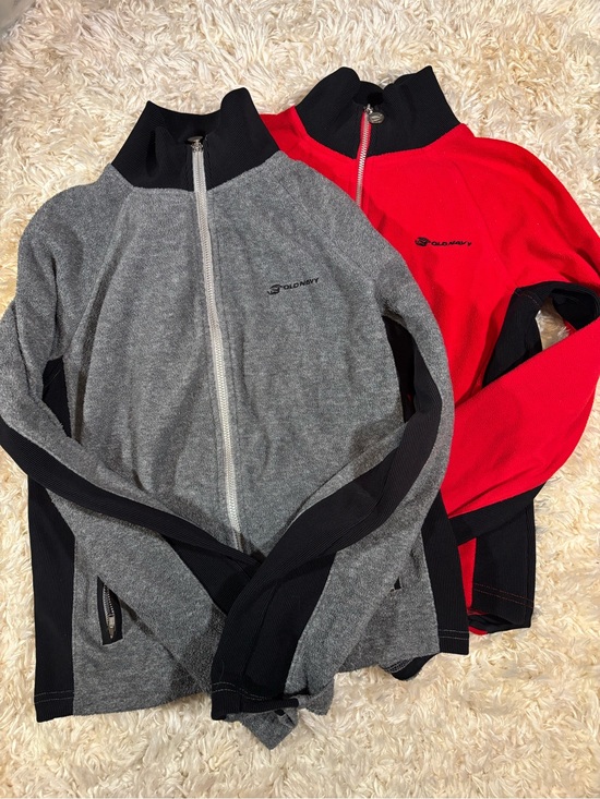 Old Navy Other - VTG Old Navy Gray & Red Full-Zip Fleece Jackets-large